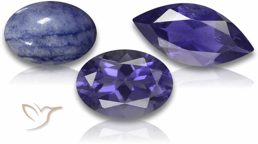Pierres précieuses naturelles d'iolite
