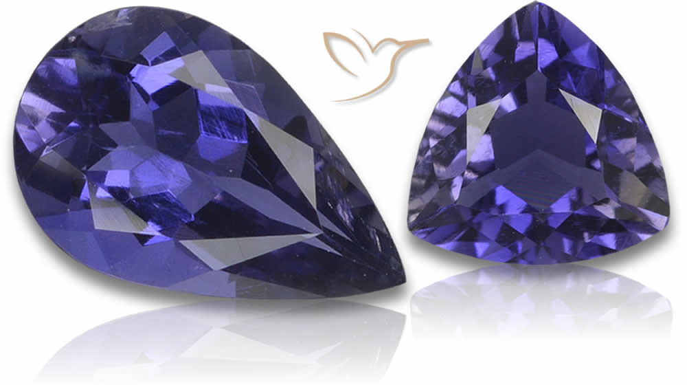 Pierres précieuses naturelles d'iolite