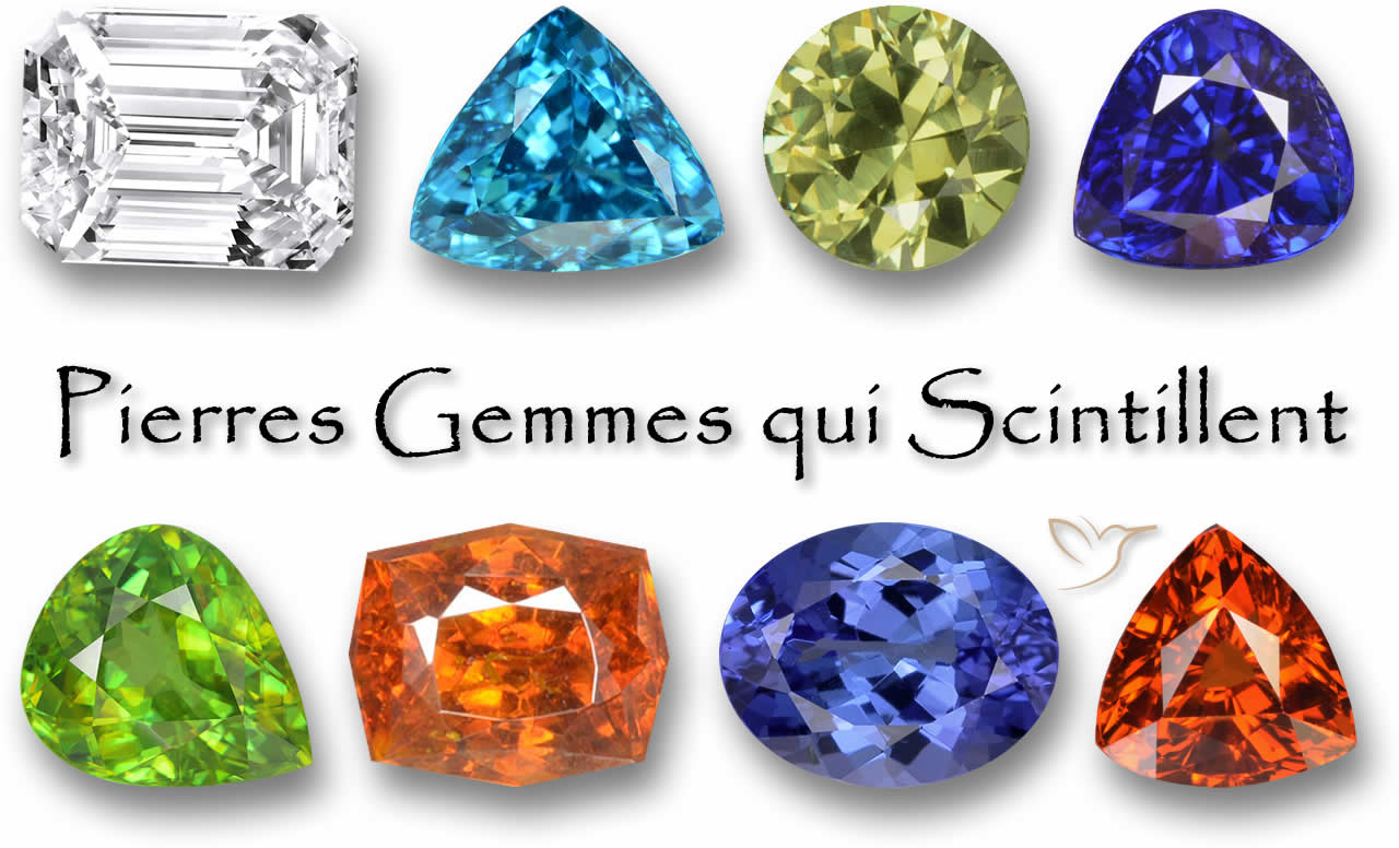 Pierres gemmes qui scintillent