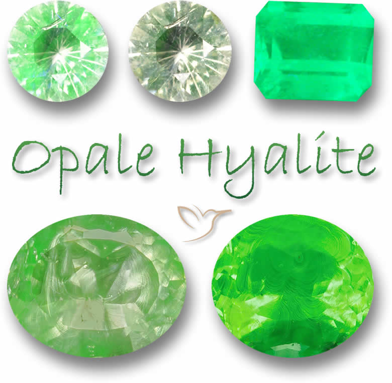 Pierres gemmes d'opale hyalite
