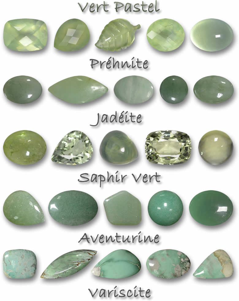 Pierres gemmes vert pastel