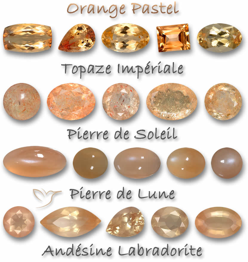 Pierres gemmes orange pastel