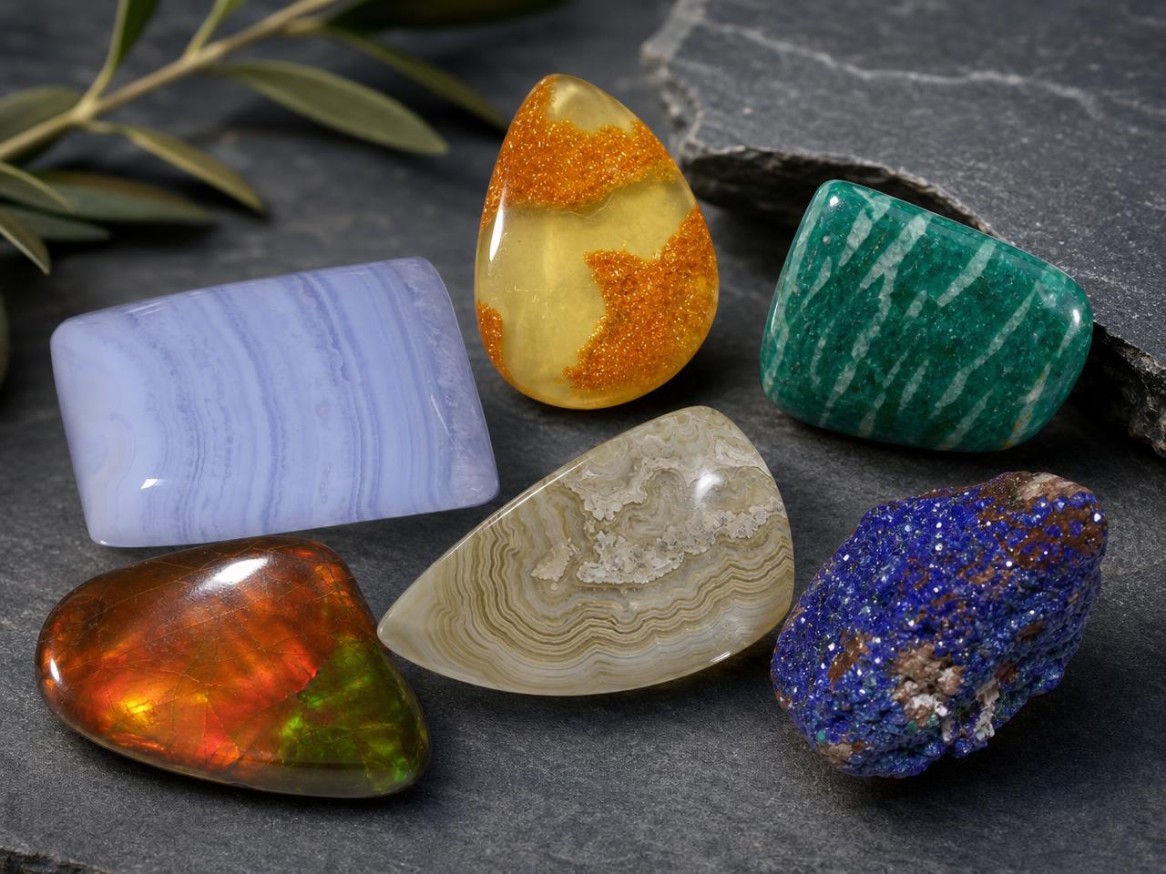 Assortiment de pierres précieuses naturelles de forme libre et de formes uniques
