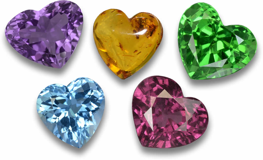 Pierres précieuses en forme de coeur à vendre