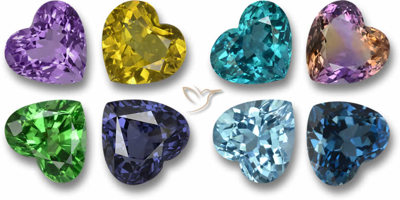 Pierres précieuses en forme de coeur