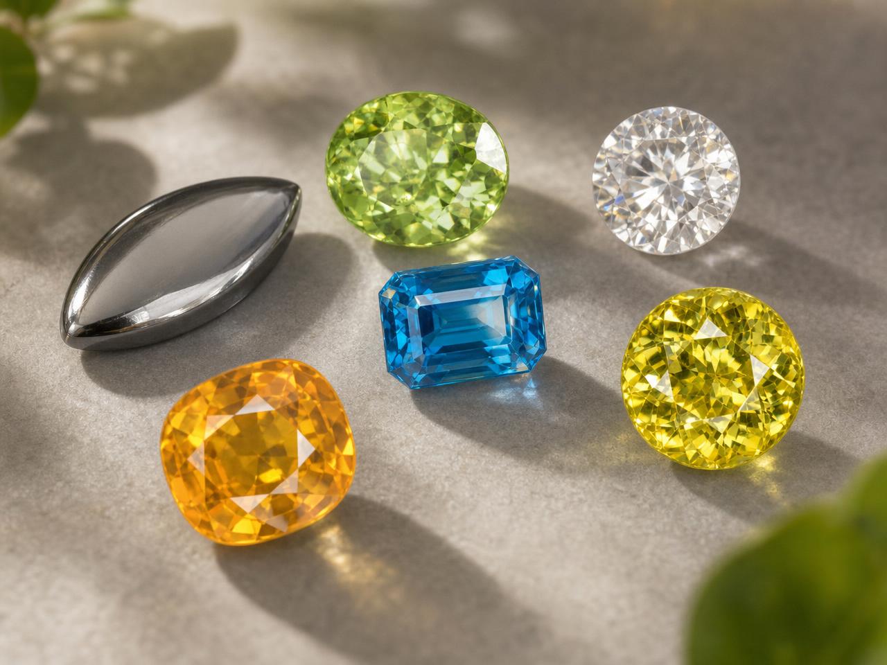 Pierres précieuses à facettes à indice de réfraction élevé et à l'éclat brillant