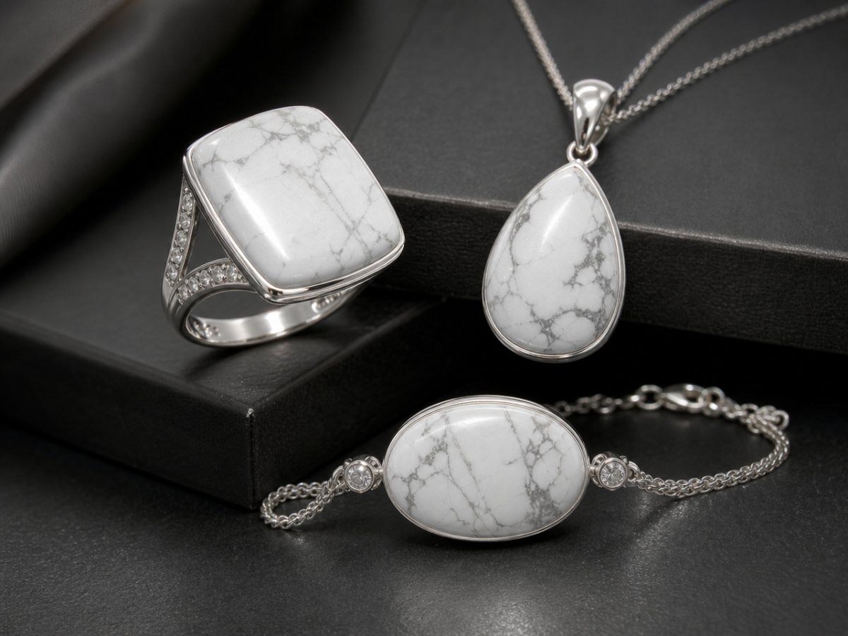 Les pierres précieuses d'howlite présentées en joaillerie