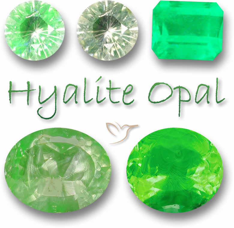 Pierres précieuses d'opale hyalite