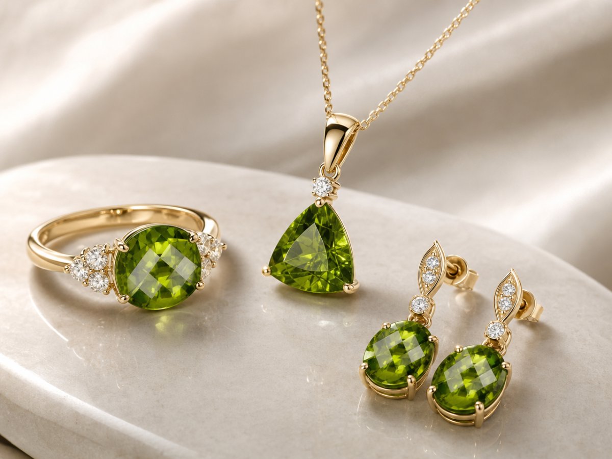 Les pierres précieuses d'idocrase sont présentées en joaillerie
