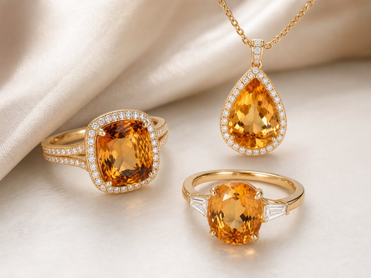 Les topazes impériales sont présentées dans les bijoux