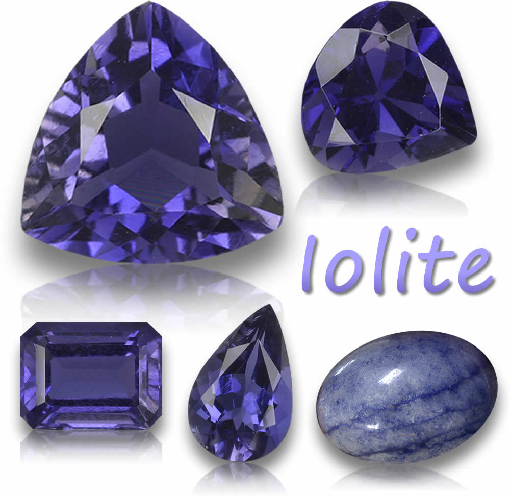 Pierres précieuses naturelles d'iolite