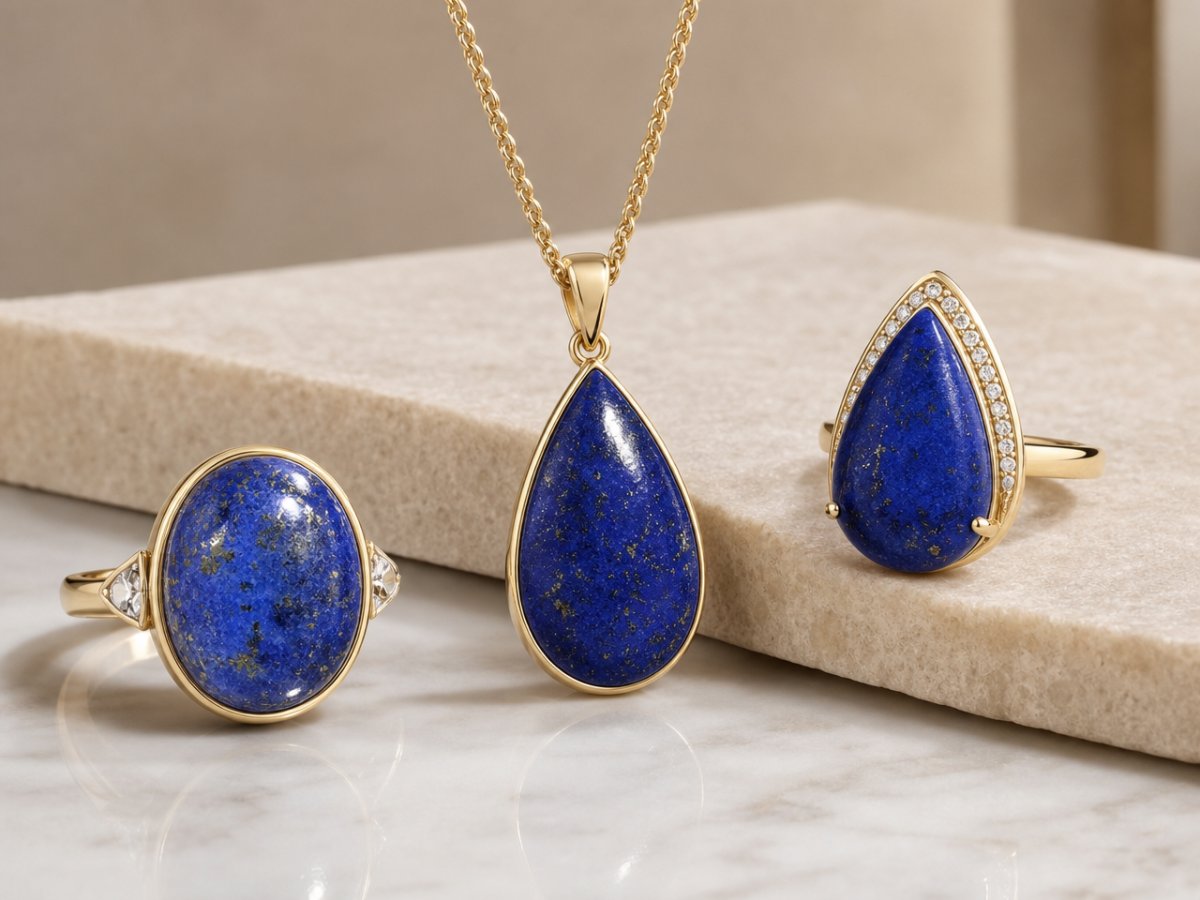 Lapis-lazuli, une pierre précieuse, présenté en joaillerie