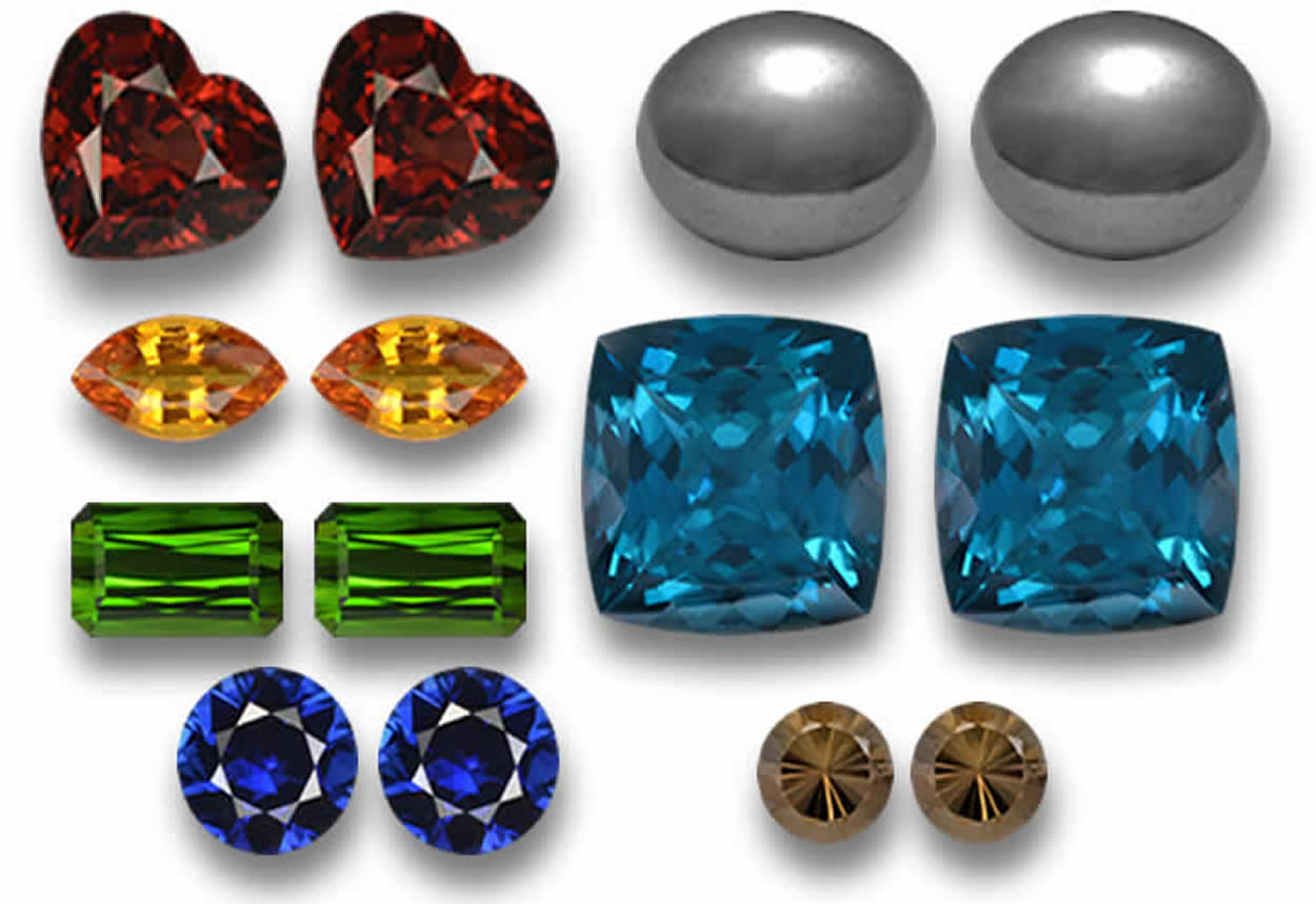 Pierres précieuses assorties pour boucles d'oreilles personnalisées