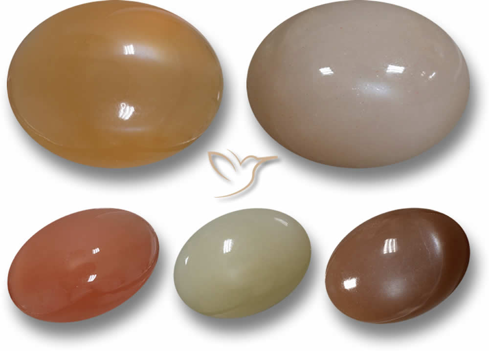 Cabochon de pierre de lune orange