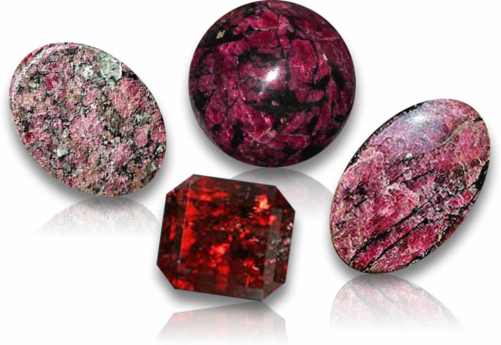 Pierres précieuses d'eudialyte