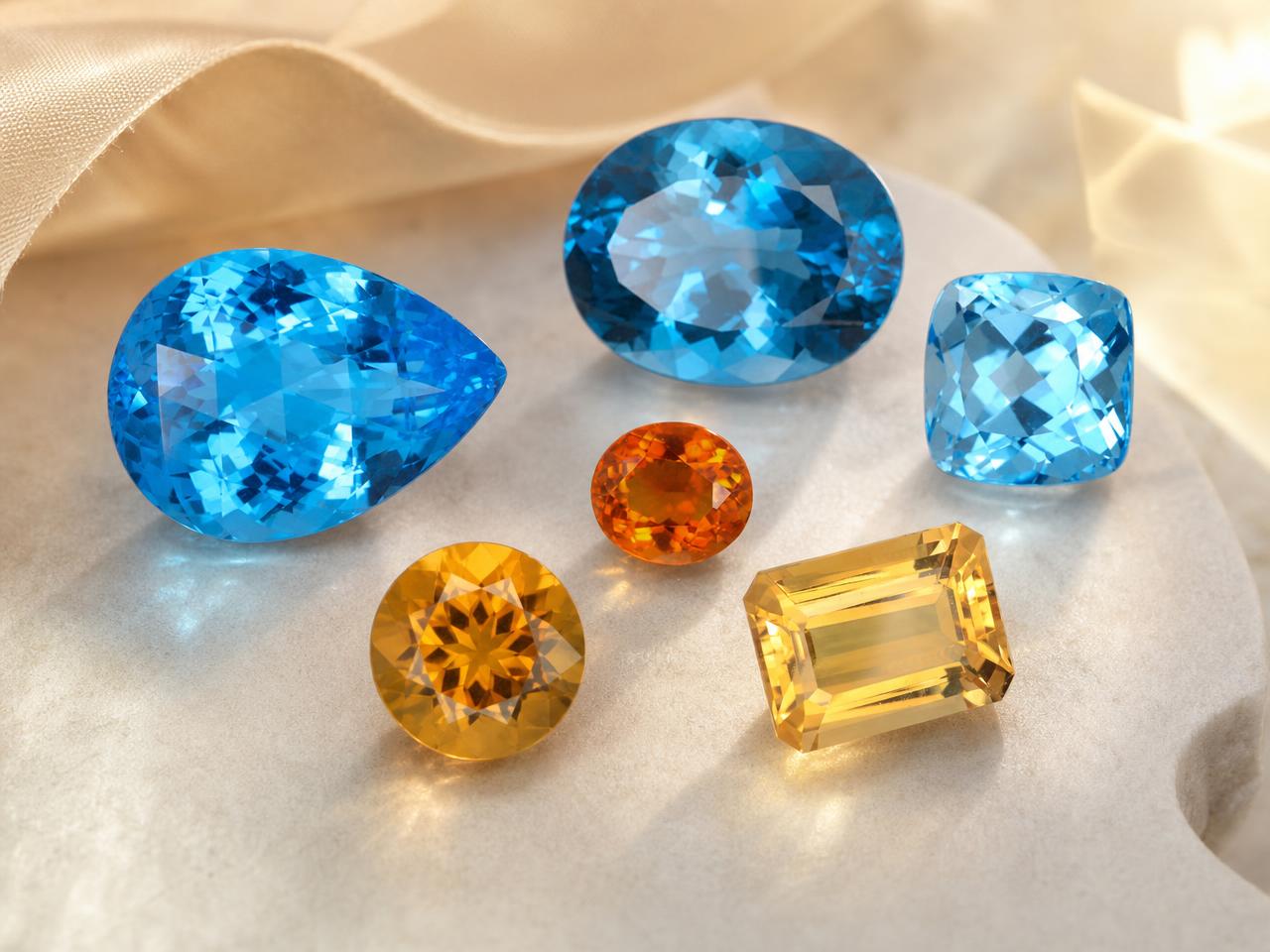 Topazes et citrines en vrac pour bijoux de naissance de novembre