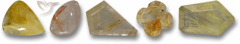 Pierres gemmes en quartz rutilé de forme insolite