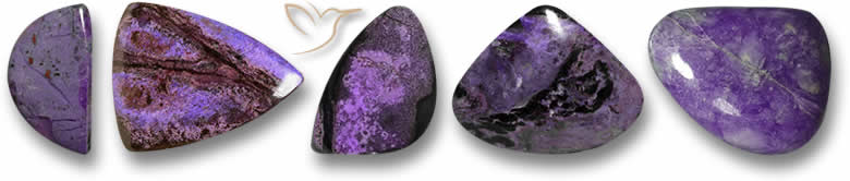 Pierres gemmes de sugilite de forme insolite
