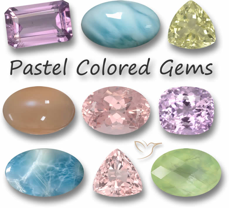 Sélection de pierres précieuses de couleur pastel