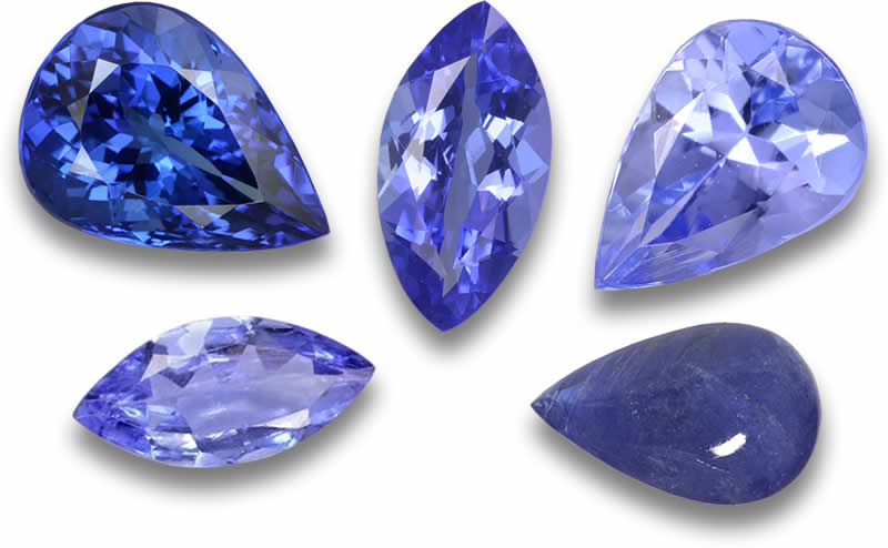 Achetez des tanzanites en forme de poire et de marquise