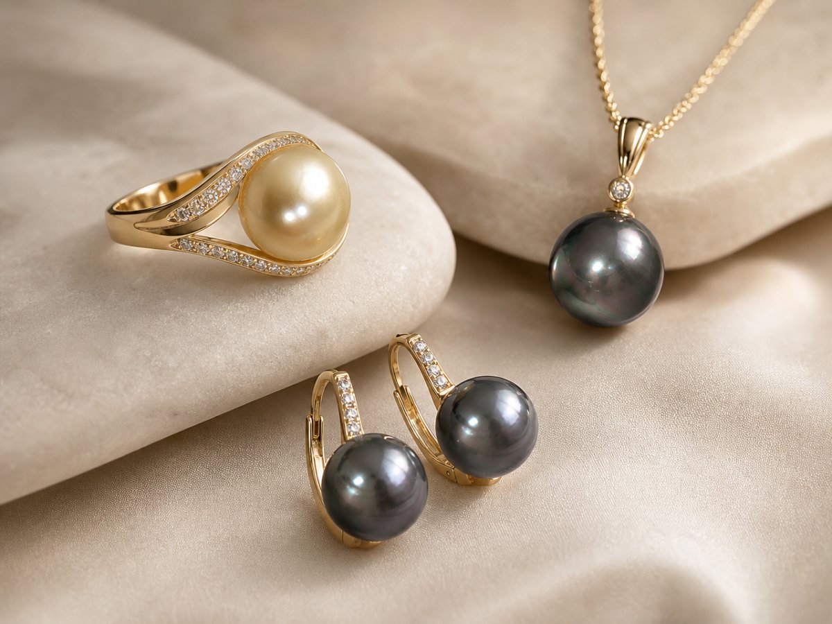Les perles sont présentées dans les bijoux.