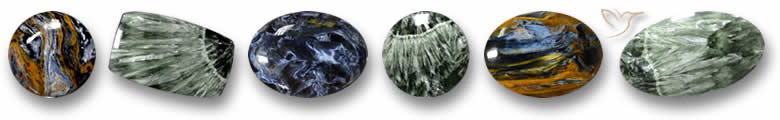 Pierres précieuses de pietersite et de séraphinite