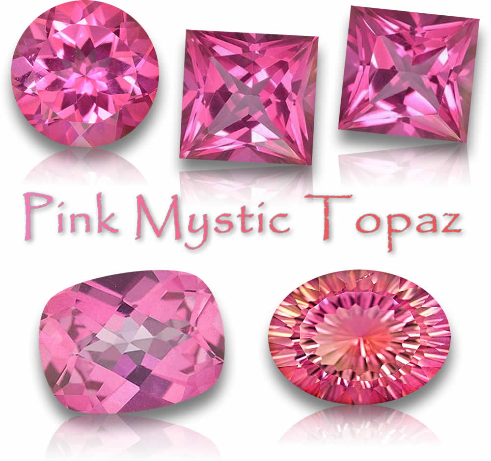 Pierres précieuses naturelles de topaze mystique rose