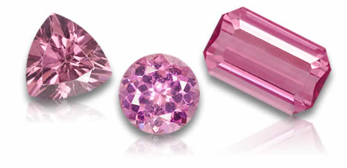 Pierres précieuses naturelles de grenat rhodolite rose
