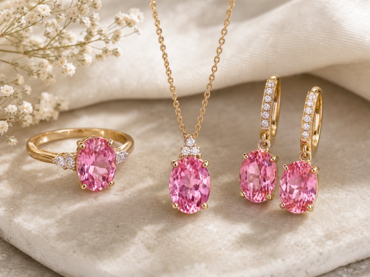 Les topazes roses sont présentées dans les bijoux