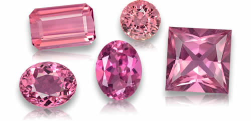 Pierres précieuses naturelles de tourmaline rose