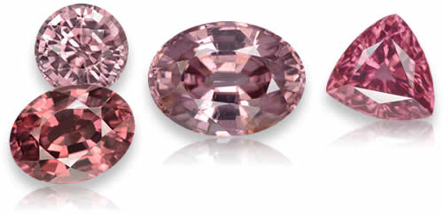 Pierres précieuses naturelles de zircon rose
