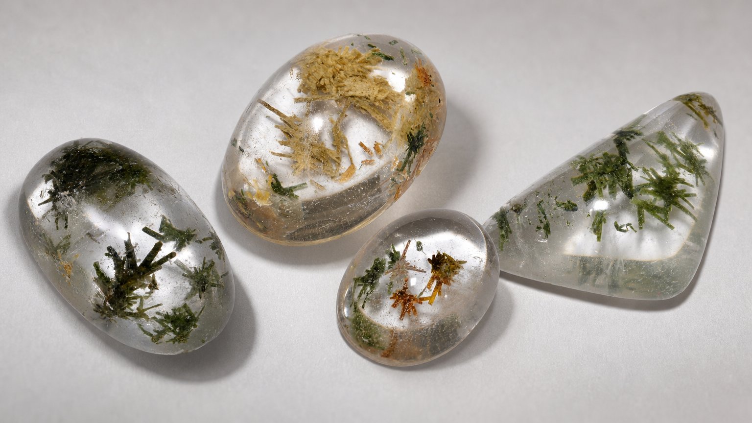 Quartz naturel avec pierres précieuses d'hedenbergite - guide d'achat