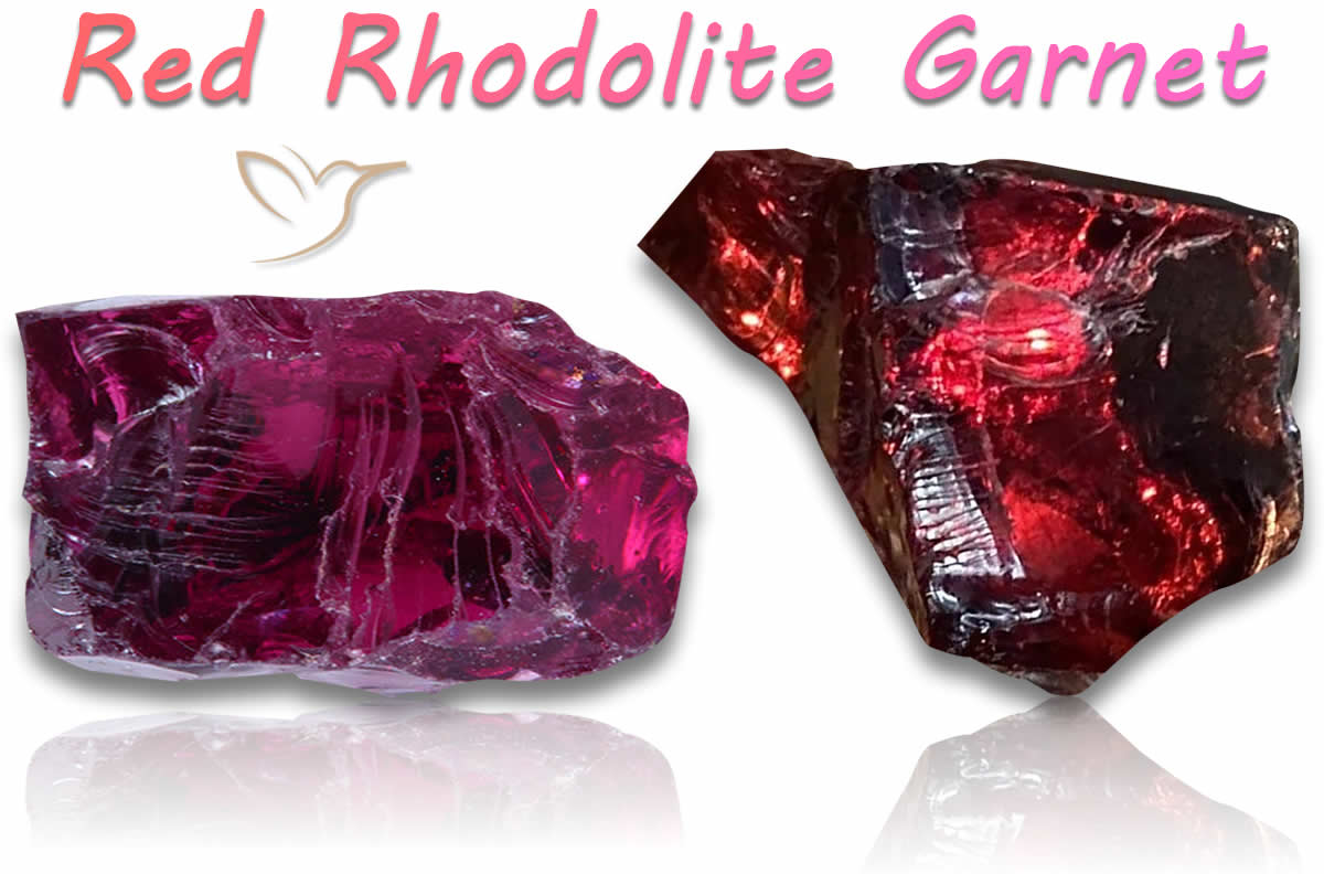 Pierres brutes de grenat rhodolite rouge