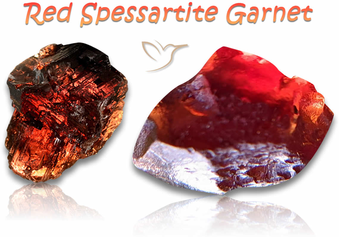 Pierres brutes de grenat spessartite rouge