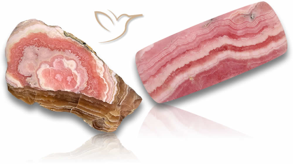 Pierre brute et polie de rhodochrosite