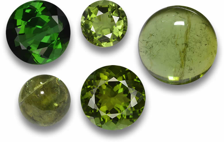 Round Green Tourmaline: Faceted, Cabochon, Chrome, Forest Green, Wholesale Round Green Tourmaline