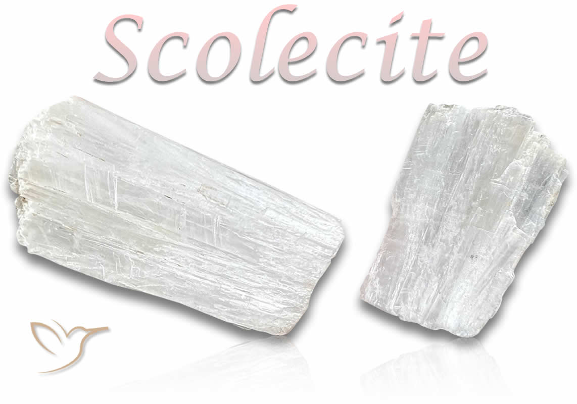 Pierres précieuses brutes en scolécite blanche
