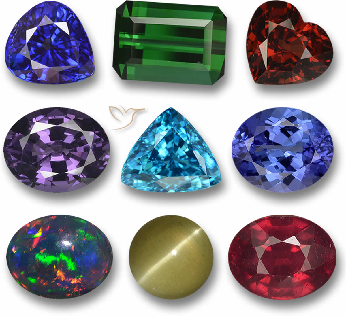 Pierres précieuses naturelles non serties, idéales pour la création de bijoux à pierre centrale unique.