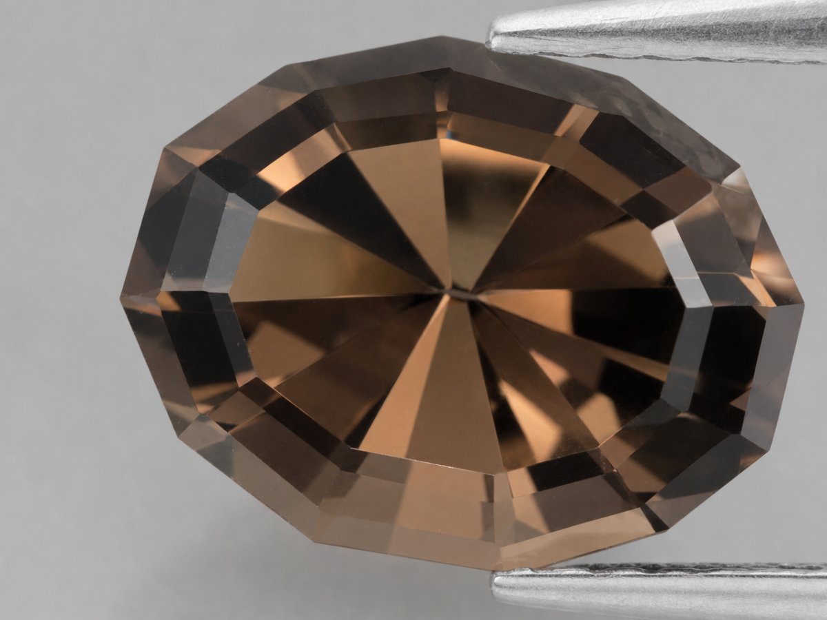 Gros plan sur des pierres précieuses de quartz fumé naturel