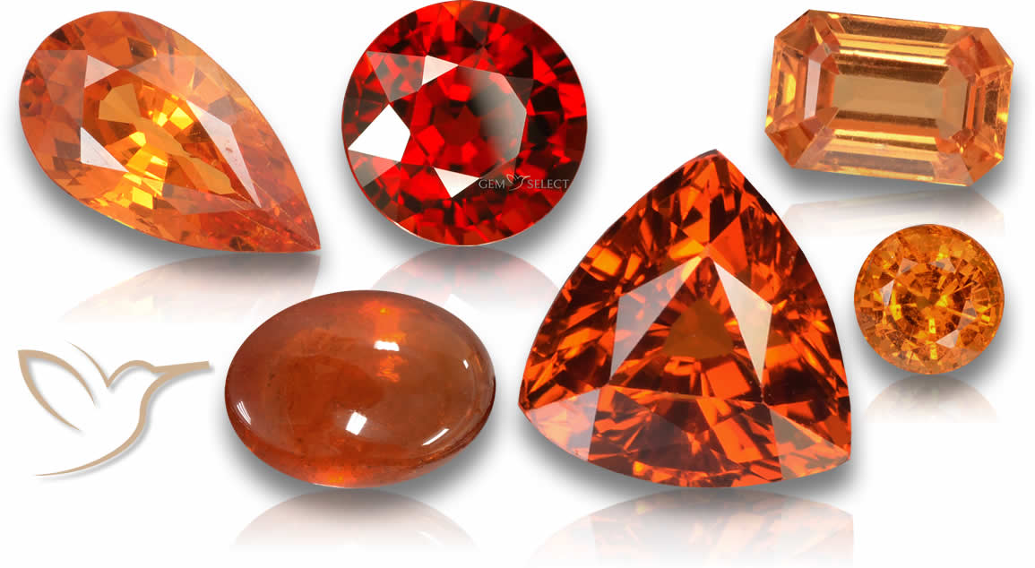 Exemples de grenat spessartite naturel