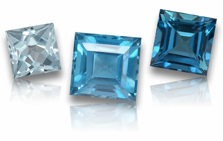 Square Blue Topaz Gemstones - Natural, Certified