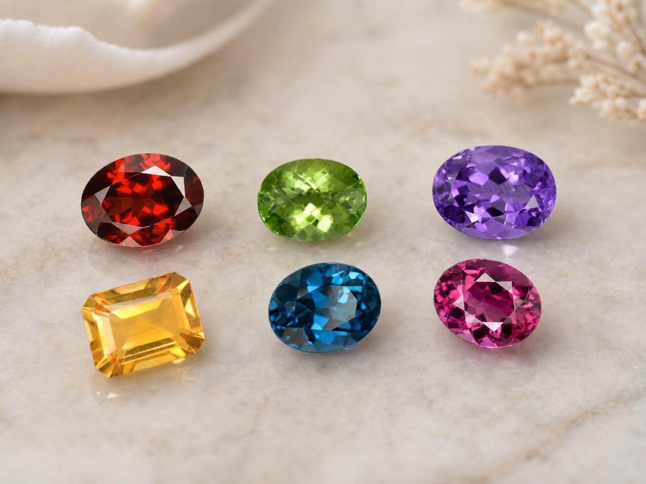 Assortiment de pierres précieuses ovales naturelles de 6 x 4 mm