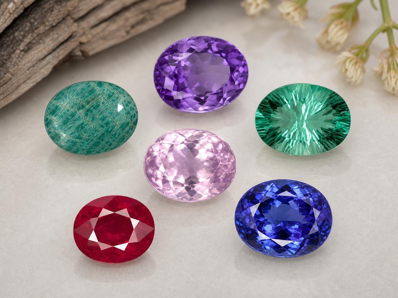 Pierres précieuses ovales de 7 x 5 mm en vrac, de couleurs assorties