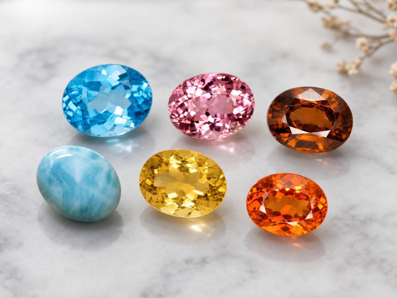 Pierres précieuses ovales naturelles de 8 x 6 mm, de couleurs assorties.