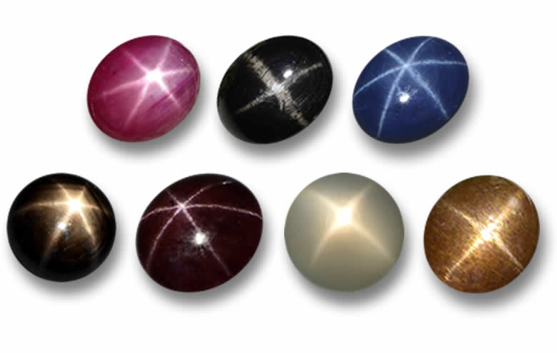 Pierres précieuses étoilées non montées avec astérisme