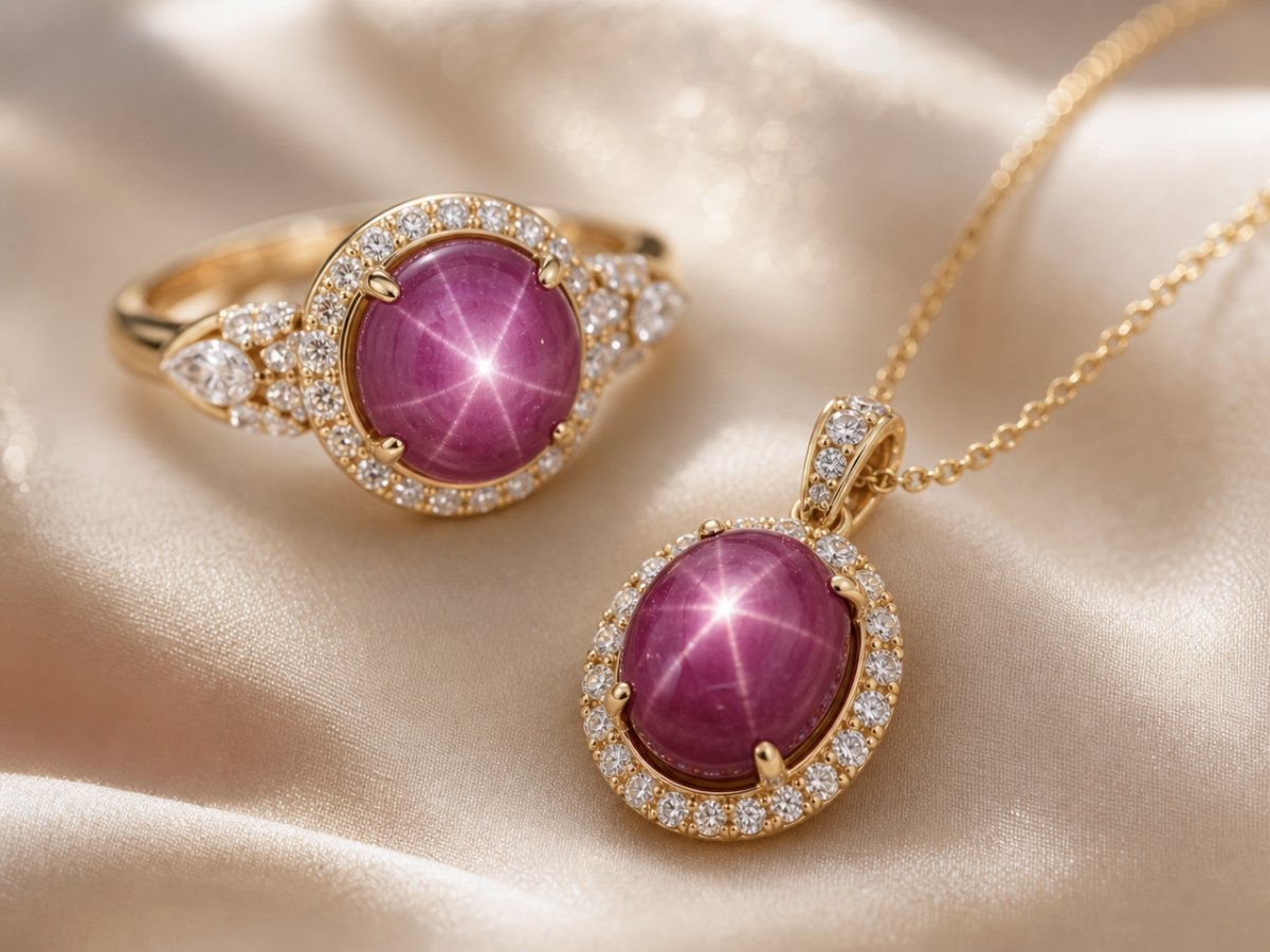 Les rubis étoilés sont présentés dans les bijoux