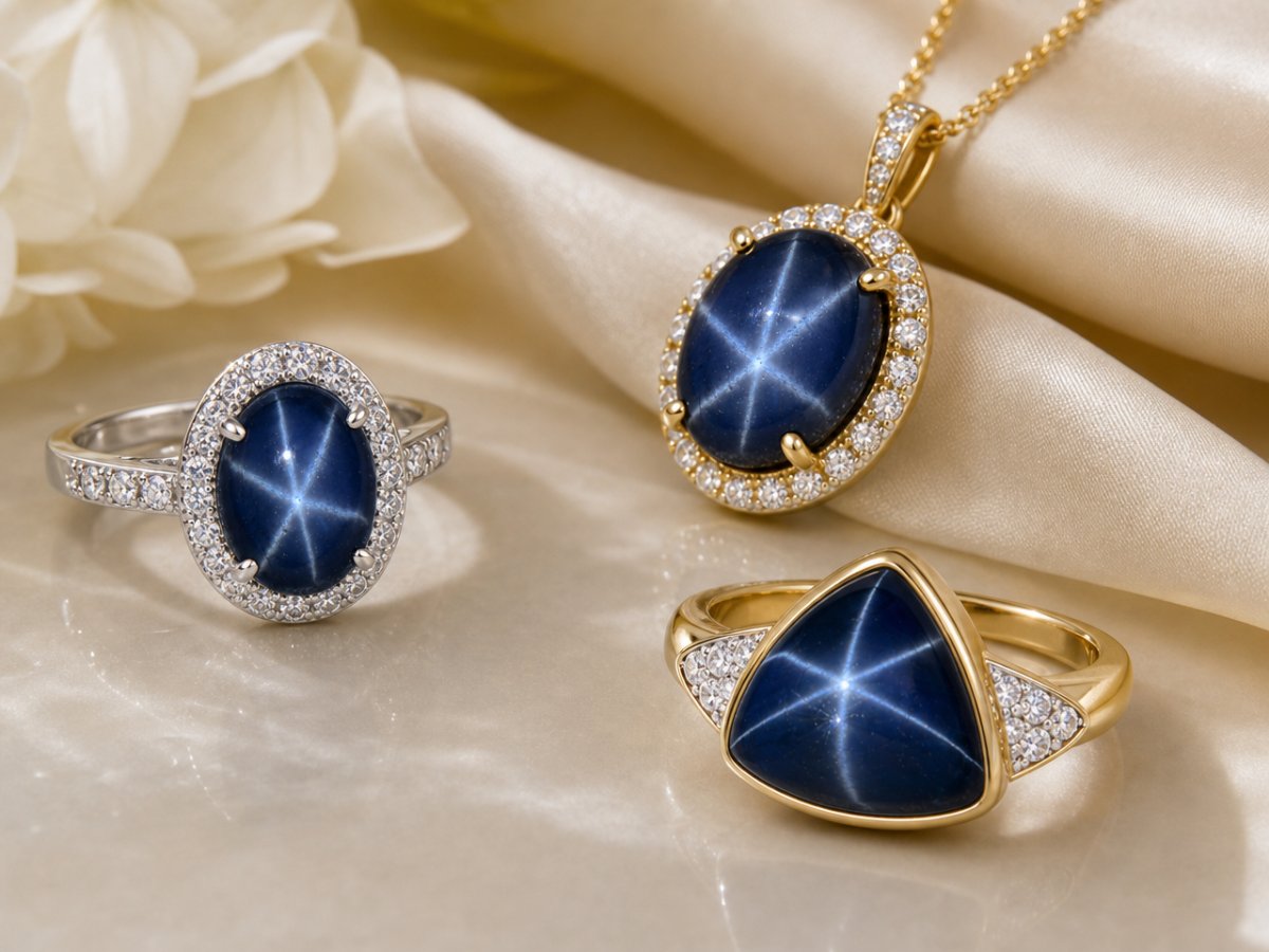 Saphirs étoilés présentés en joaillerie
