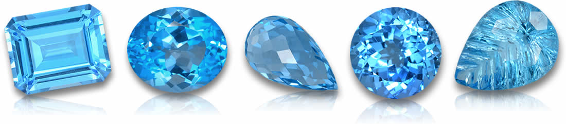Pierres précieuses de topaze bleue suisse