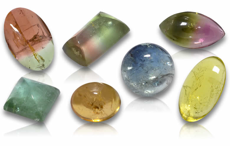 Tourmaline Cabochon Gemstones: Natural Pink, Green, Black and Bi Color Tourmaline Cabochons