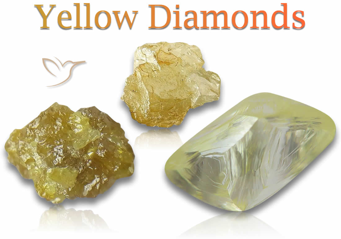 Pierres de diamant jaune brut